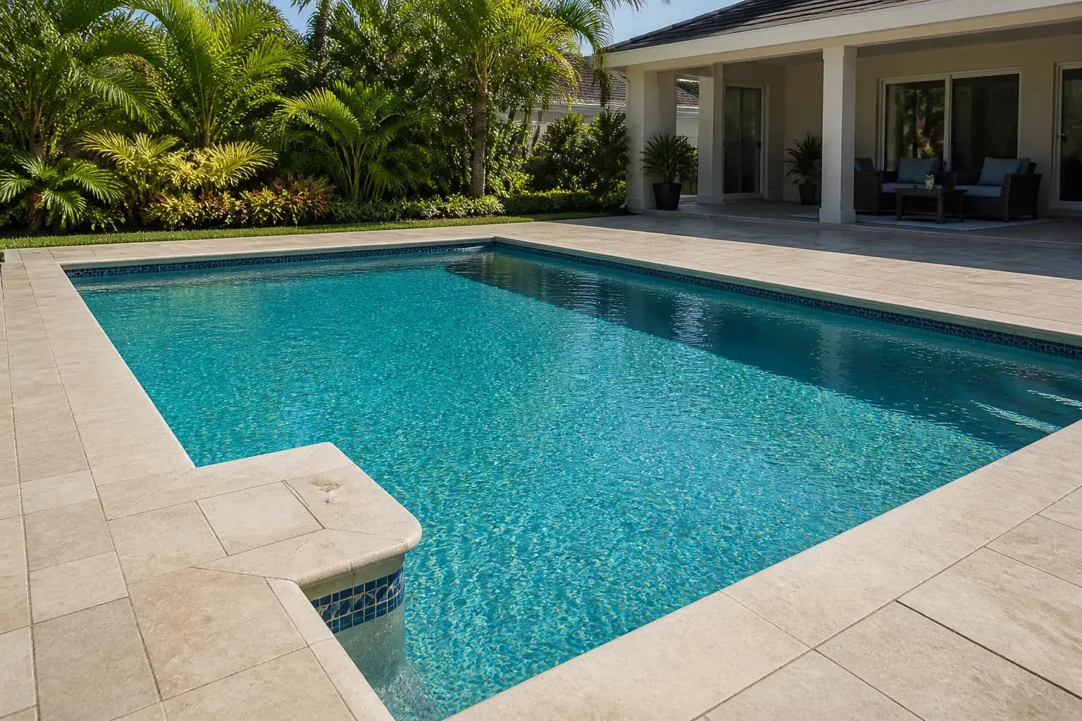 Clear blue pool after green cleanup